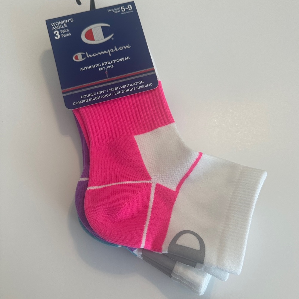 Women's Ankle Socks (3 Pairs) - Champion Authentic Athletic Wear - Size 5-9